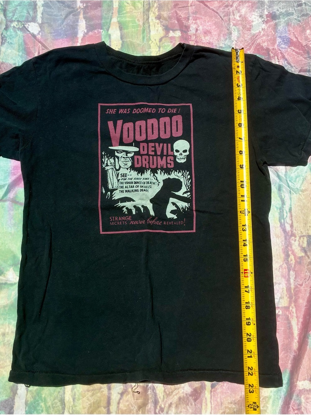 Vintage rare Voodoo Devil Drums Black Graphic Tee